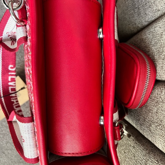 Steve Madden BWebber tweed satchel Crimson red with crossbody tote bag NWT - Picture 6 of 9